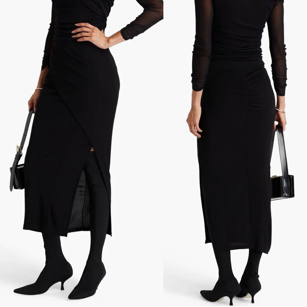 Diane von Furstenberg Archer Wrap Effect Ruched Jersey Midi Skirt